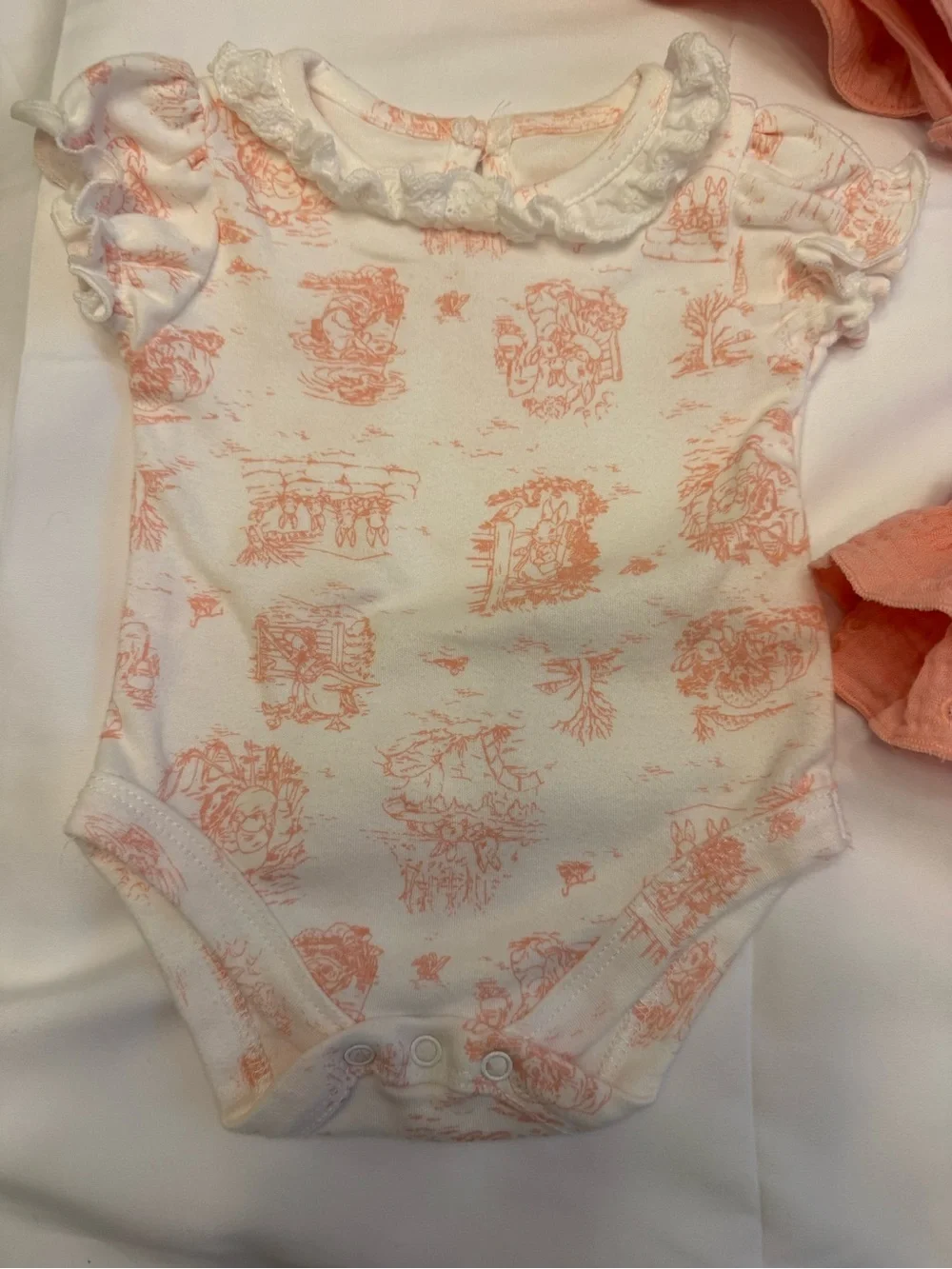 Peter Rabbit Pink Baby Sun Hat, Onesie & Ruffle Bloomers Set